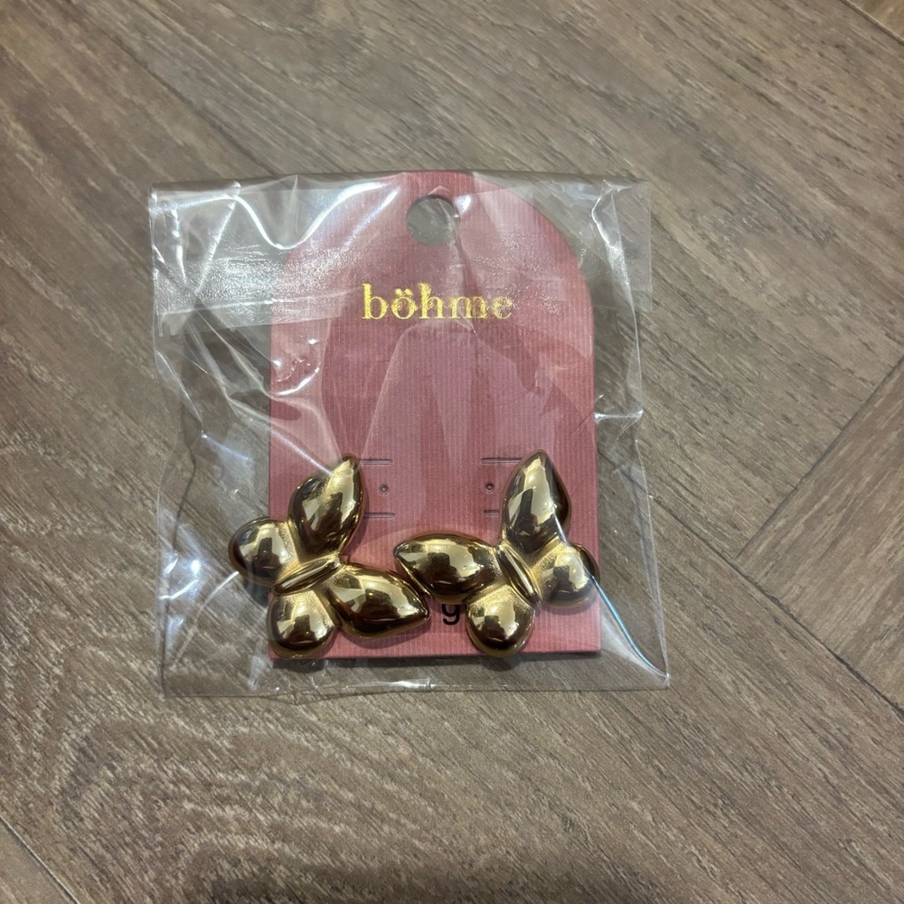 NWT Böhme Gold Butterfly Earrings